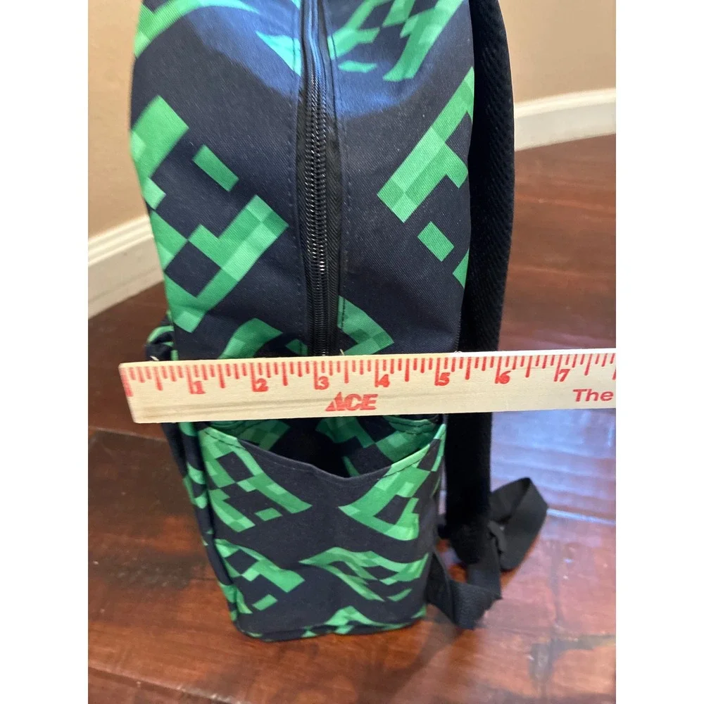 Minecraft Backpack OS Navy Green Creeper Pixel Print School Bag